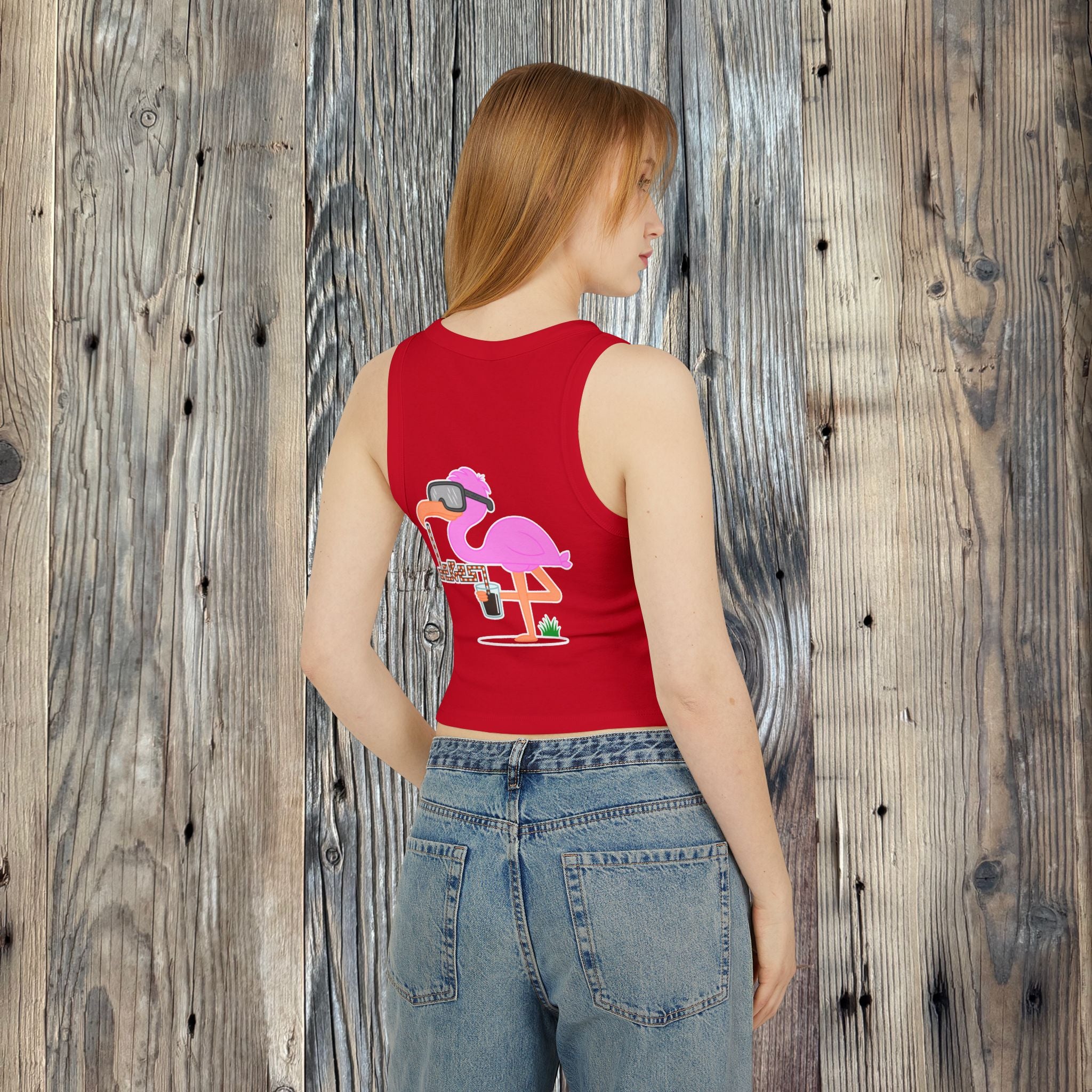 Women's Flamingo Rib Racer Tank