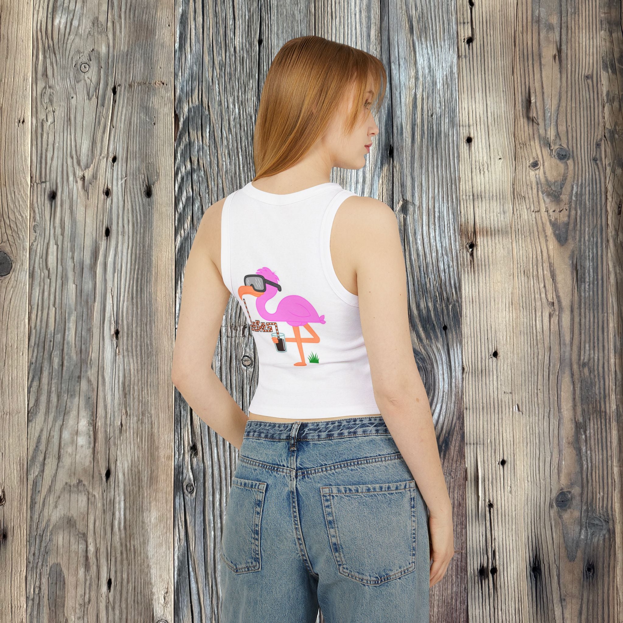 Women's Flamingo Rib Racer Tank