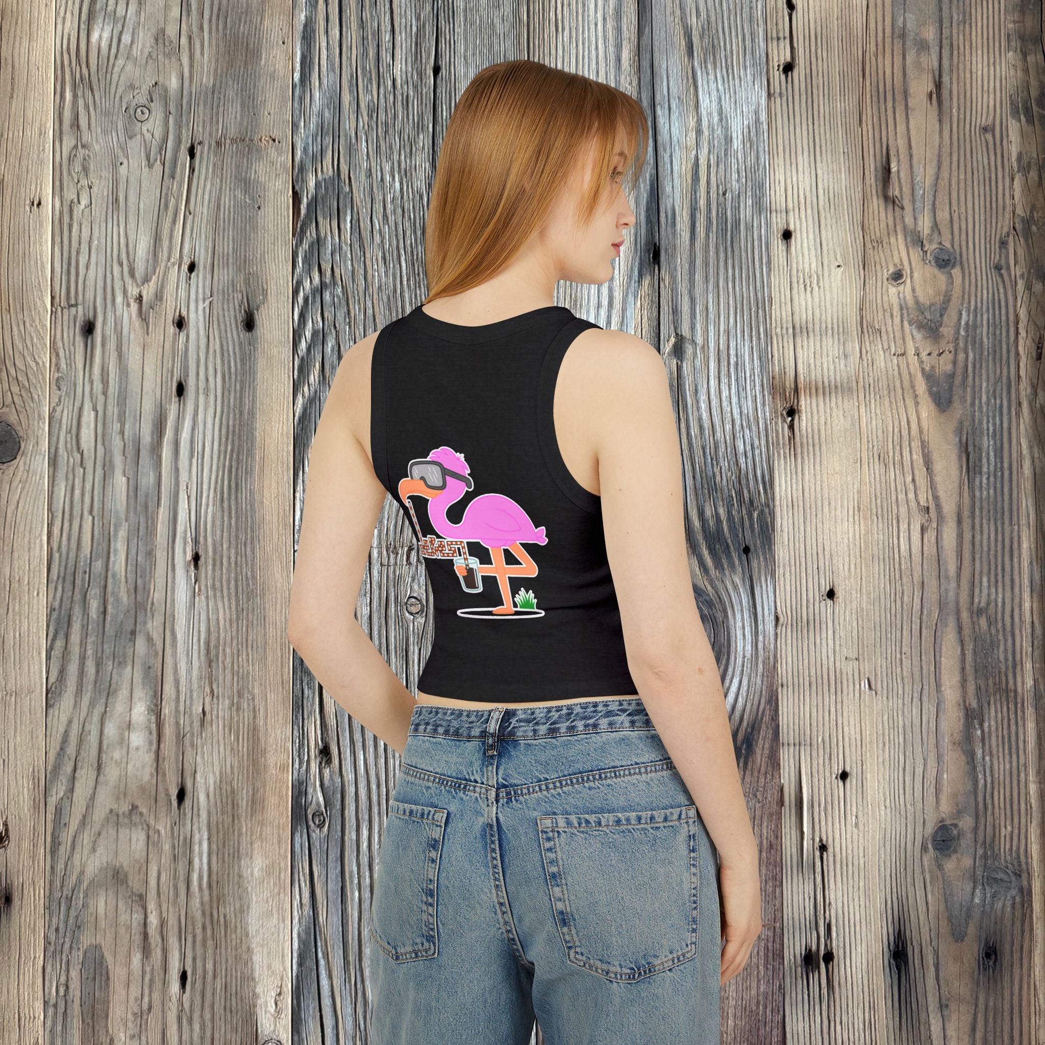 Women's Flamingo Rib Racer Tank