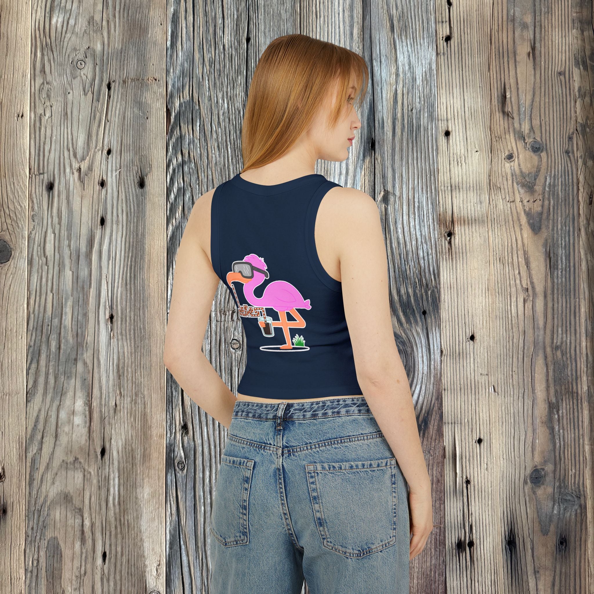 Women's Flamingo Rib Racer Tank
